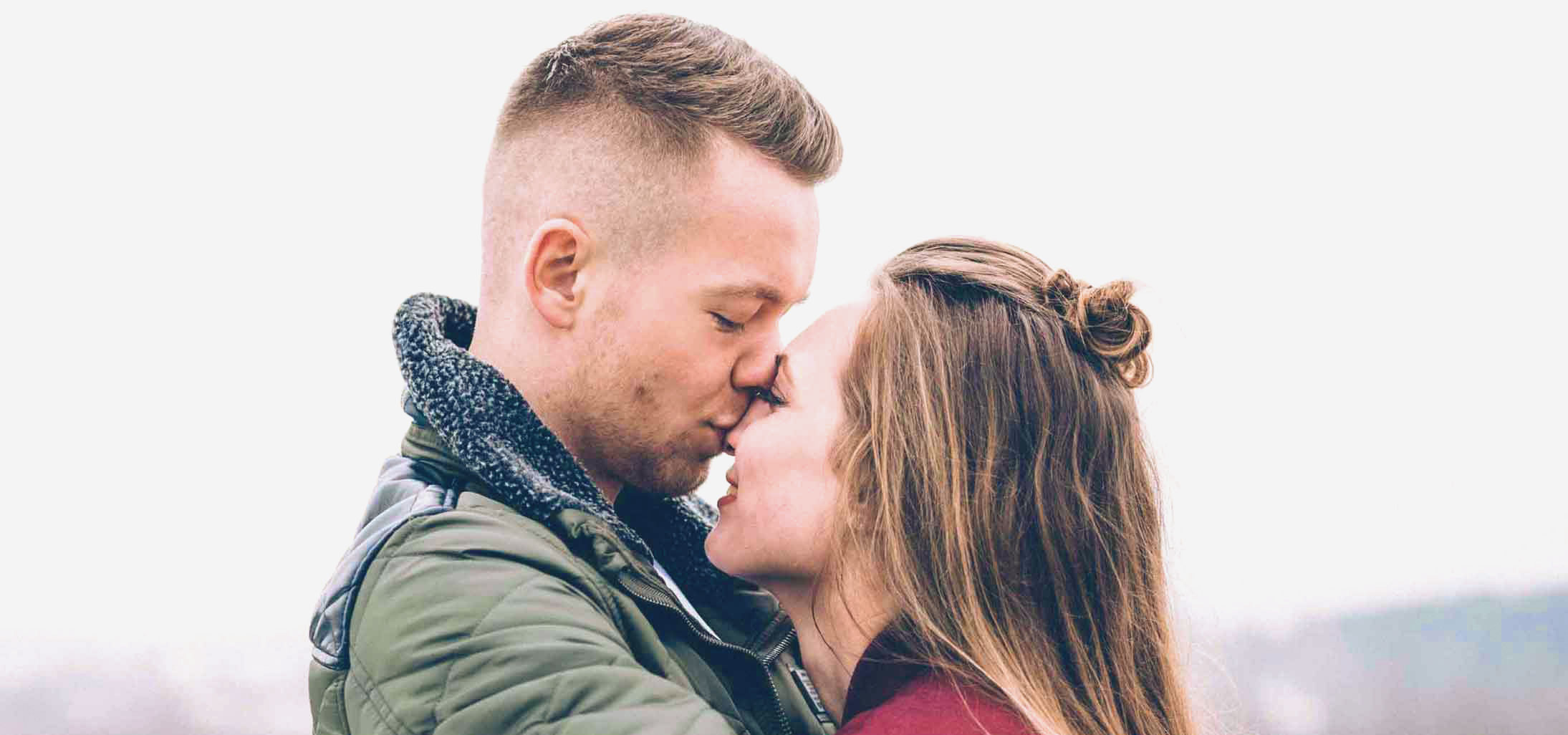 A young couple kissing on valentine's day